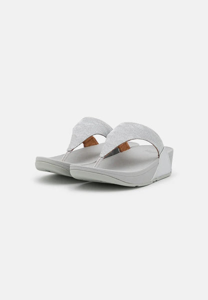FitFlop Lulu Glitz Toe Post Sandal Silver Front | Dotique