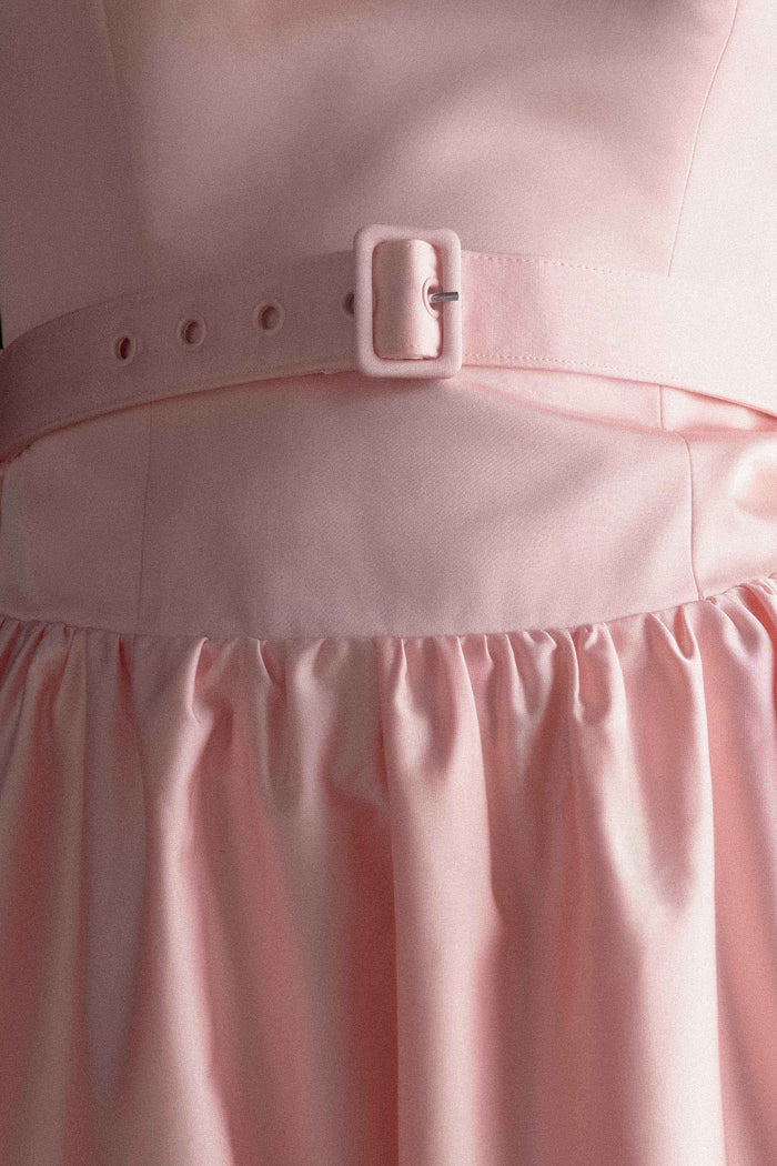 Florence Strapless Belted Maxi Dress - Baby Pink