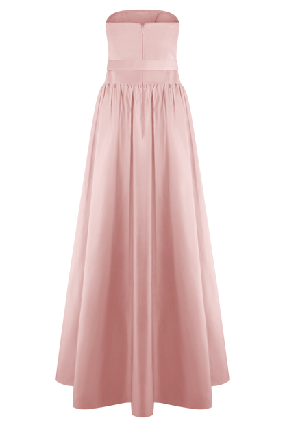 Florence Strapless Belted Maxi Dress - Baby Pink