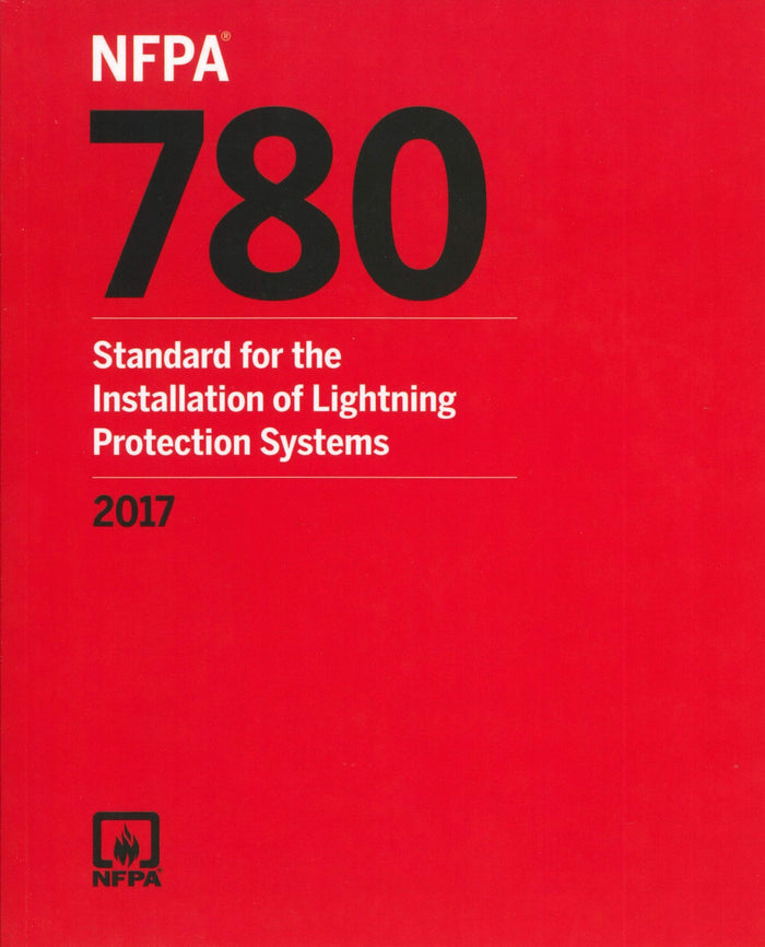 2017 NFPA 780 code book cover for lightning protection system installation standards in red and black text
