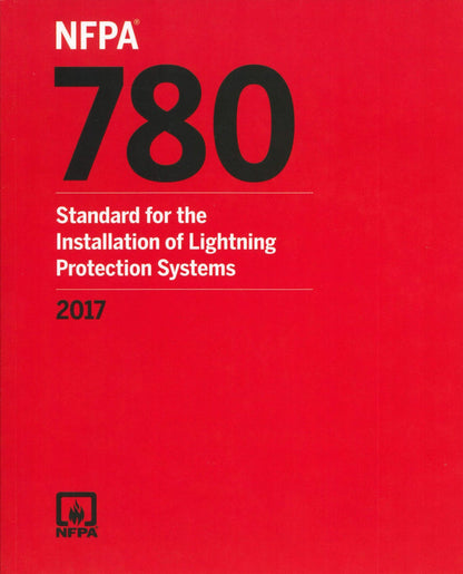 2017 NFPA 780 code book cover for lightning protection system installation standards in red and black text