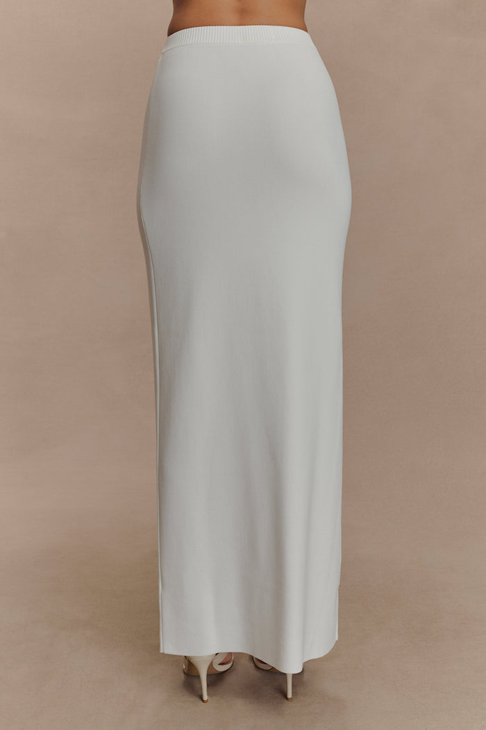 Francisca Mid Rise Knit Maxi Skirt - White