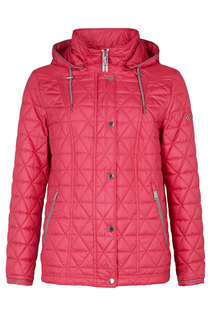 Frandsen 435-321-43 Pink Quilted Hooded High Neck Jacket - Dotique