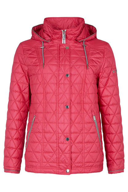 Frandsen 435-321-43 Pink Quilted Hooded High Neck Jacket - Dotique