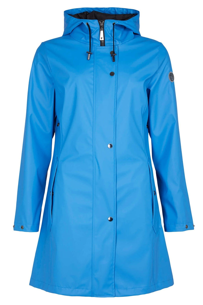 Frandsen 451-245-60 Blue High Neck Raincoat With Hood - Dotique