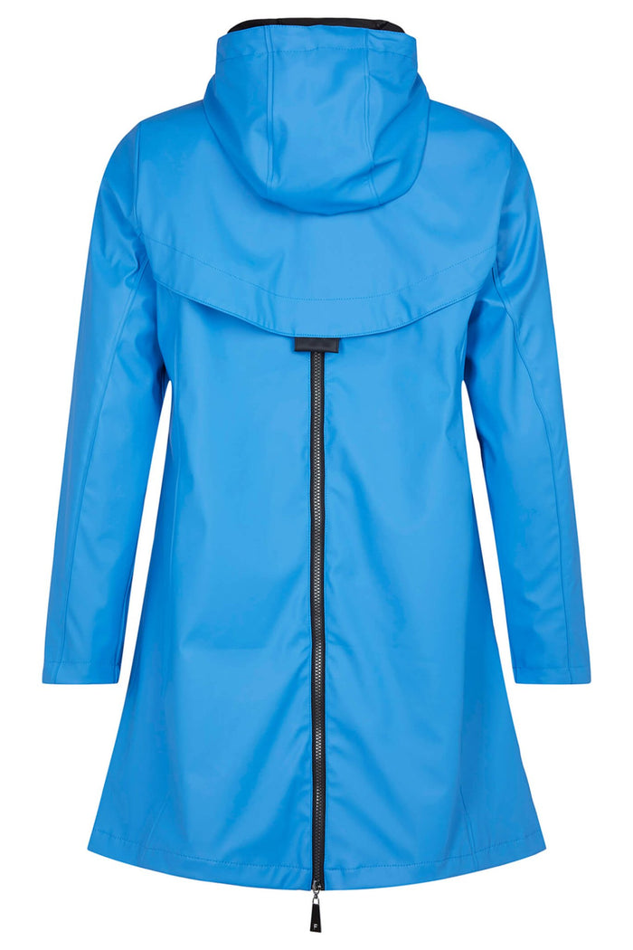 Frandsen 451-245-60 Blue High Neck Raincoat With Hood - Dotique