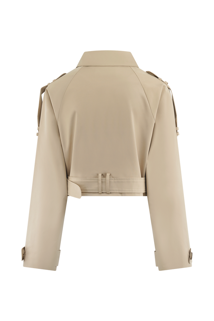 Frank Cropped Collared Jacket - Camel