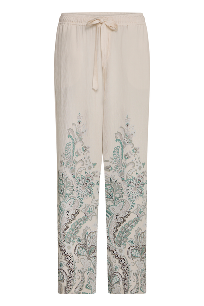 Fransa FRADARA dusty sage paisley trousers with wide leg fit and elasticated waist – Dotique
