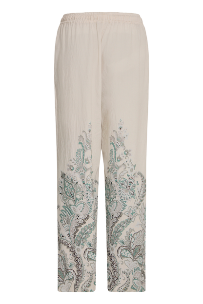 Fransa FRADARA dusty sage paisley trousers with wide leg fit and elasticated waist – Dotique