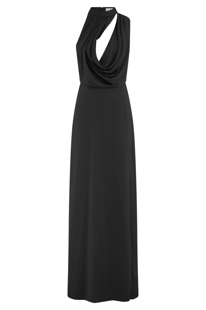 Galia Cowl Neck Maxi Dress - Black
