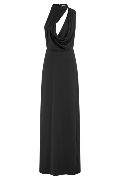 Galia Cowl Neck Maxi Dress - Black