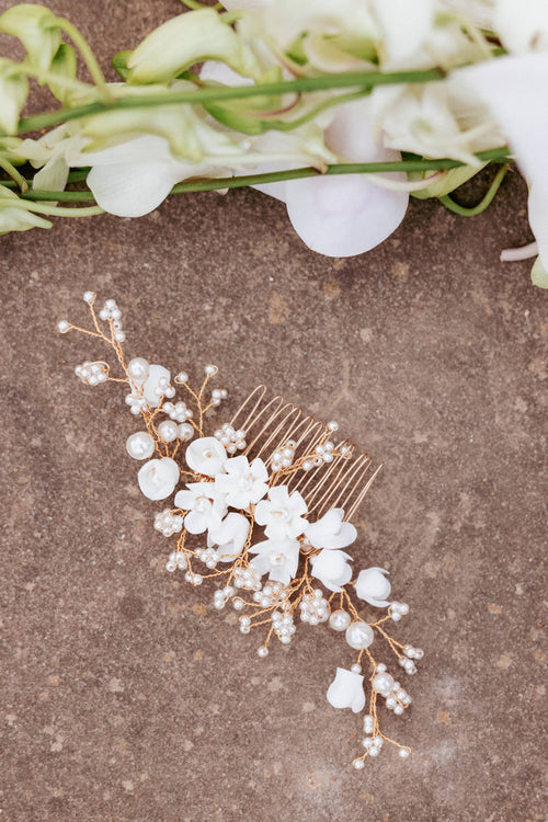 Petal and Pup USA ACCESSORIES Geraldine Hair Comb - White One Size