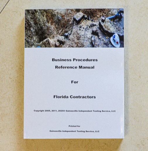 Business Procedures Reference Manual for Florida Contractors with construction site image on top