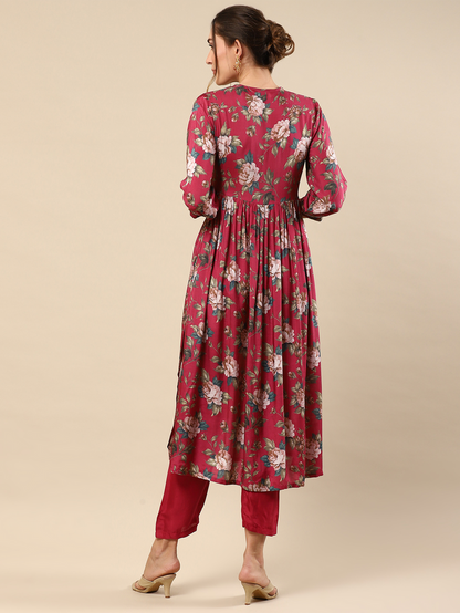 Gota Patti Leheriya Dupatta Paired with Printed Kurti Set