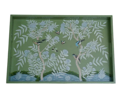 Chinoiserie Wood Breakfast Tray in Green - The Mayfair Hall