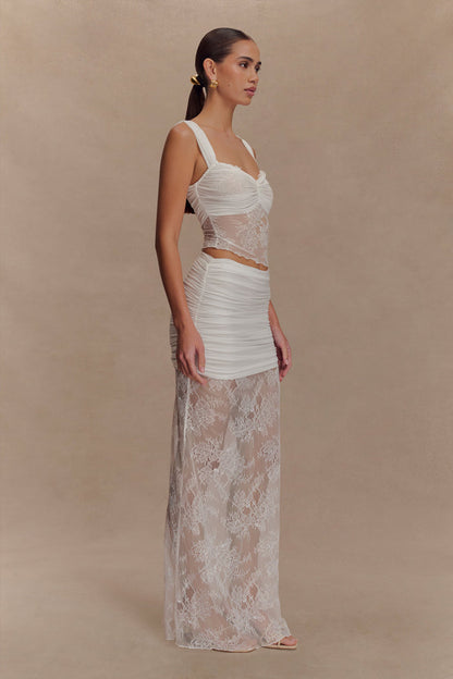 Guinevere Lace And Mesh Top - Ivory