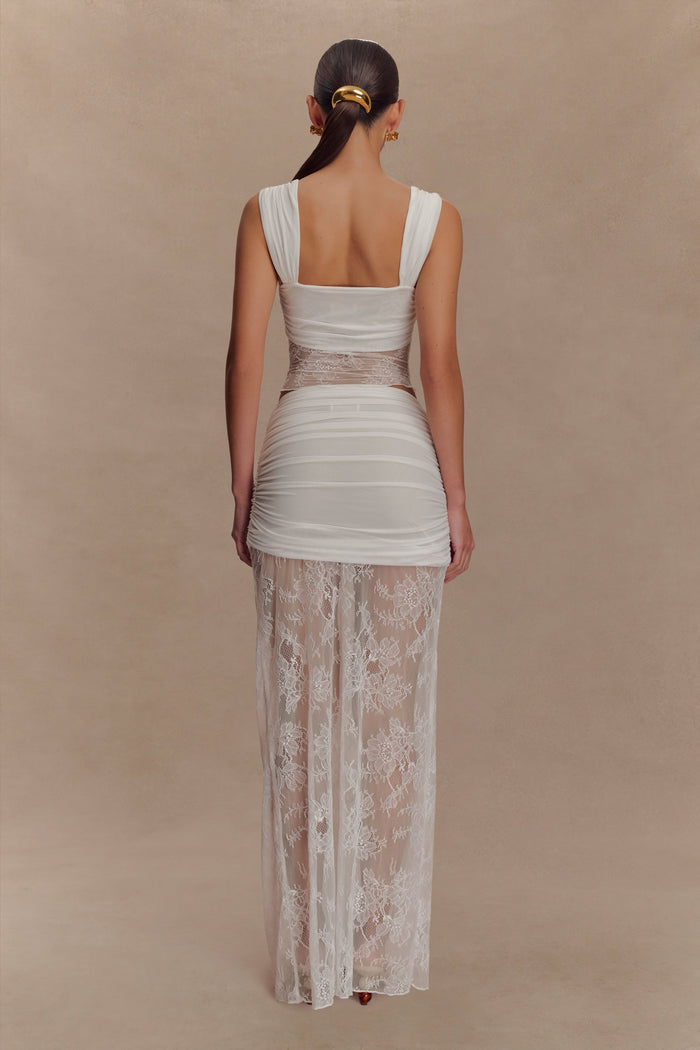 Guinevere Lace And Mesh Top - Ivory