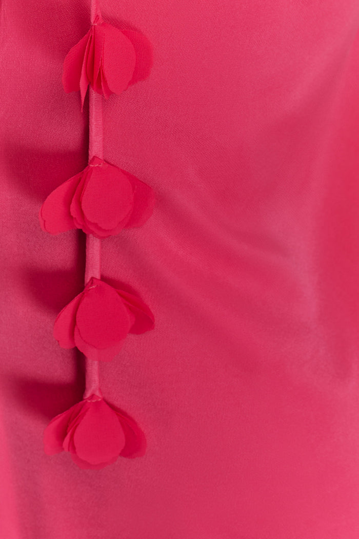Gwenda Satin Floral Mini Dress - Dragonfruit