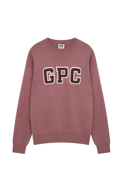 Gym+Coffee Knit Crew in Terra Rose with GPC logo front, soft breathable fabric, shop Gym+Coffee at Dotique