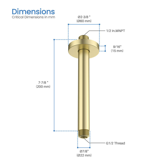 Halo 8" Ceiling Mounted Shower Arm - SA0800