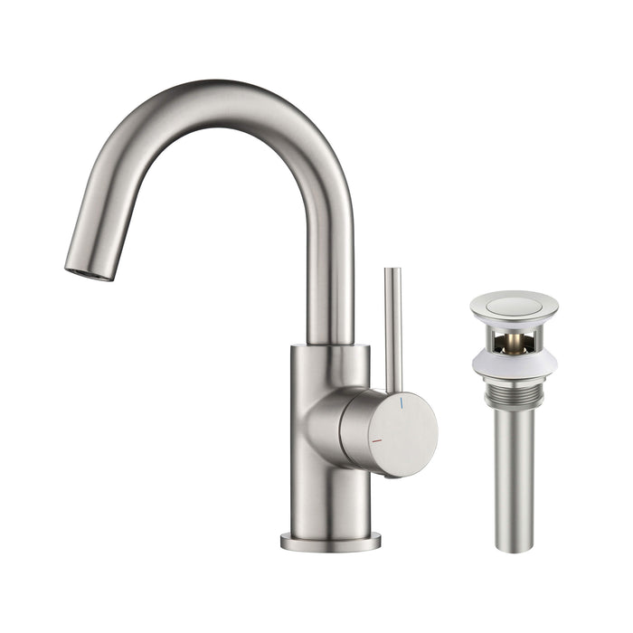 Halo High-Arc Single Handle Bathroom Vanity Sink Faucet with Pop Up Drain - CBF-1021