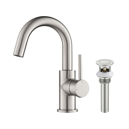 Halo High-Arc Single Handle Bathroom Vanity Sink Faucet with Pop Up Drain - CBF-1021