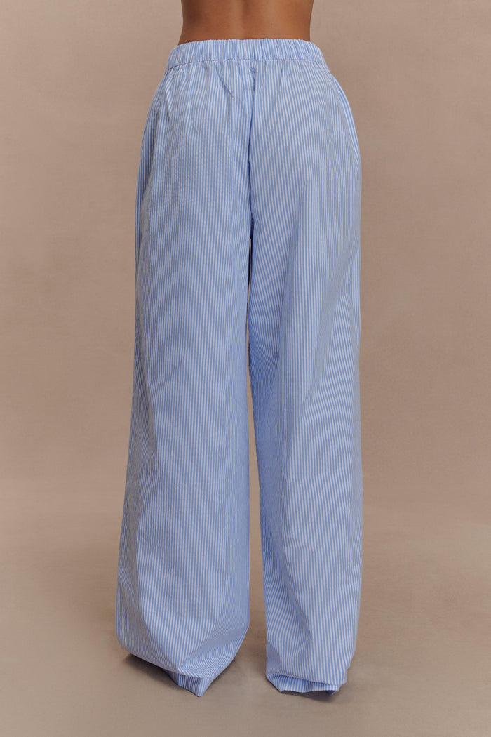 Hansen Wide Leg Pants - Blue Pinstripe