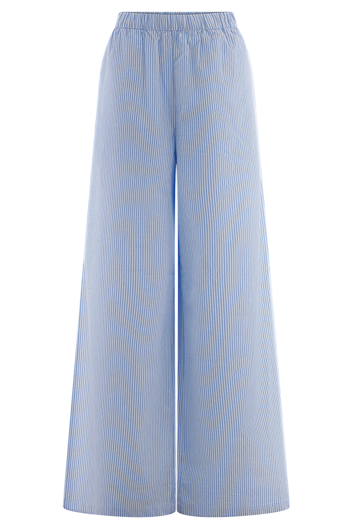 Hansen Wide Leg Pants - Blue Pinstripe