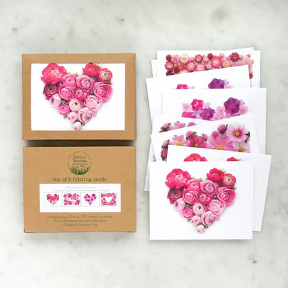 Heart and Pink Flowers Boxed Card Set