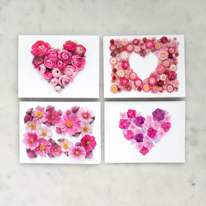 Heart and Pink Flowers Boxed Card Set