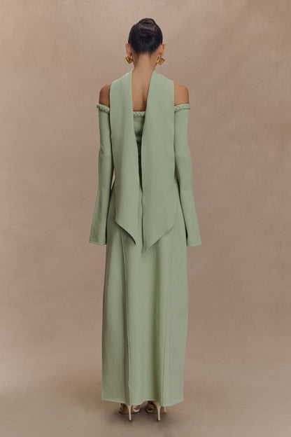 Heidi Strapless Knit Scarf Maxi Dress - Pastel Green