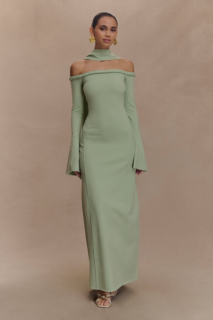 Heidi Strapless Knit Scarf Maxi Dress - Pastel Green