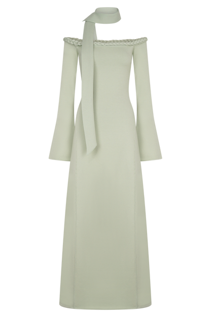 Heidi Strapless Knit Scarf Maxi Dress - Pastel Green