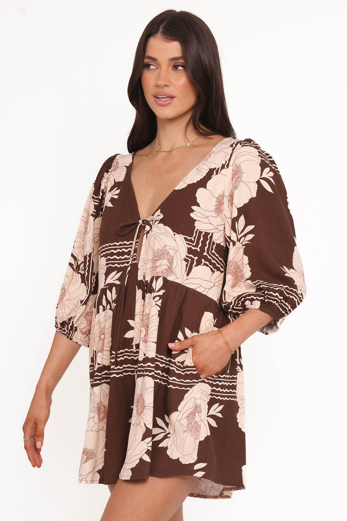 Petal and Pup USA PLAYSUITS Henley Romper - Brown Floral