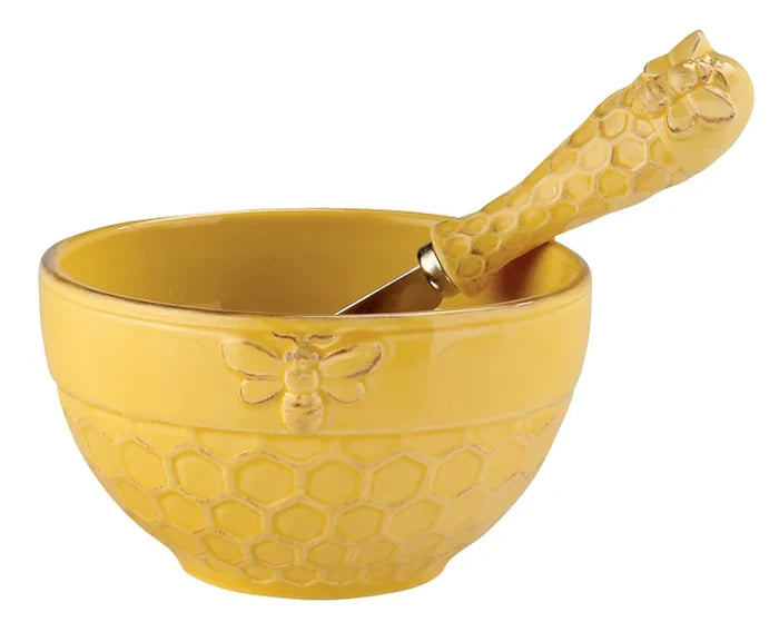 Honeycomb Bee Bowl and Spreader Set