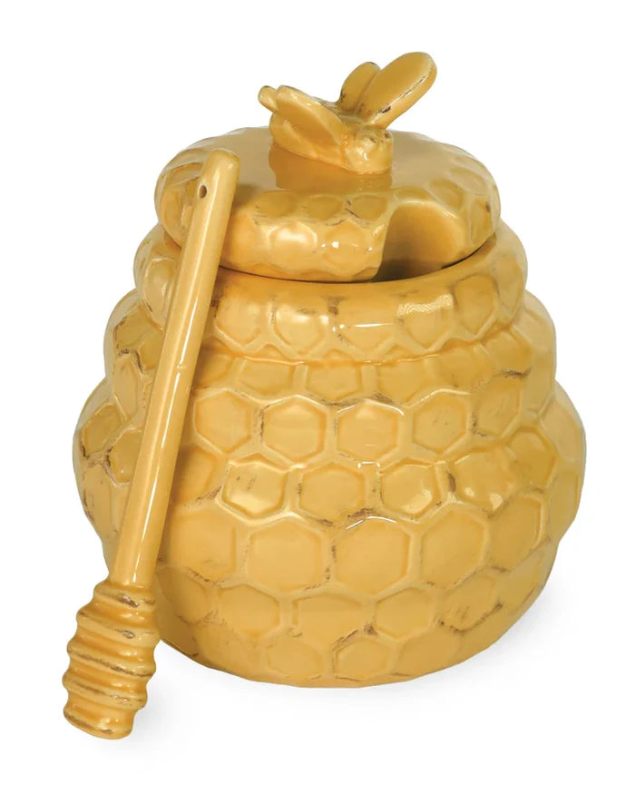 Honeycomb Honey Pot and Dipper Set