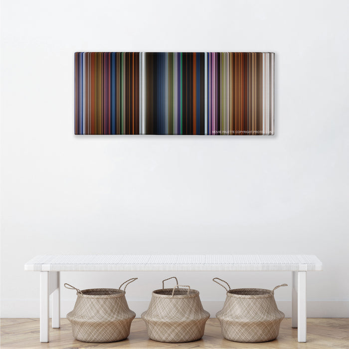 How to Train Your Dragon: The Hidden World color palette canvas above a white bench with three woven baskets