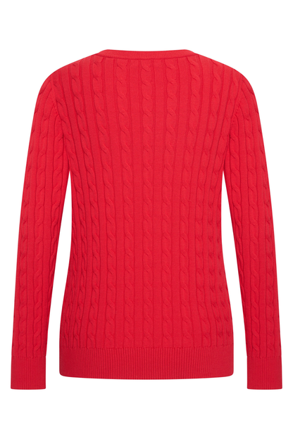 HV Society HVSAva Red Jumper cable knit style visible from the back, shop HV Society at Dotique online.