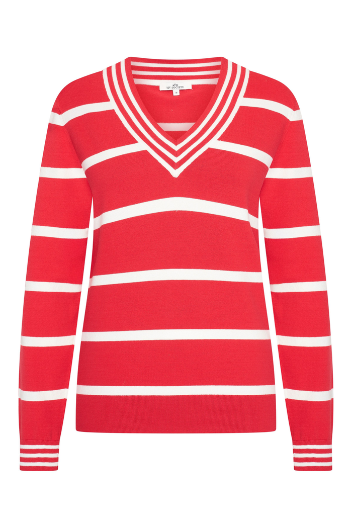 HV Society HVSBella Red Jumper with bold red and white stripes available to shop the vendor HV Society at Dotique