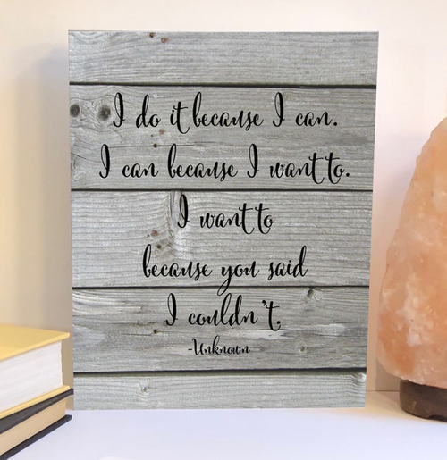 I do it because I can wood sign, motivational sign inspirational sign