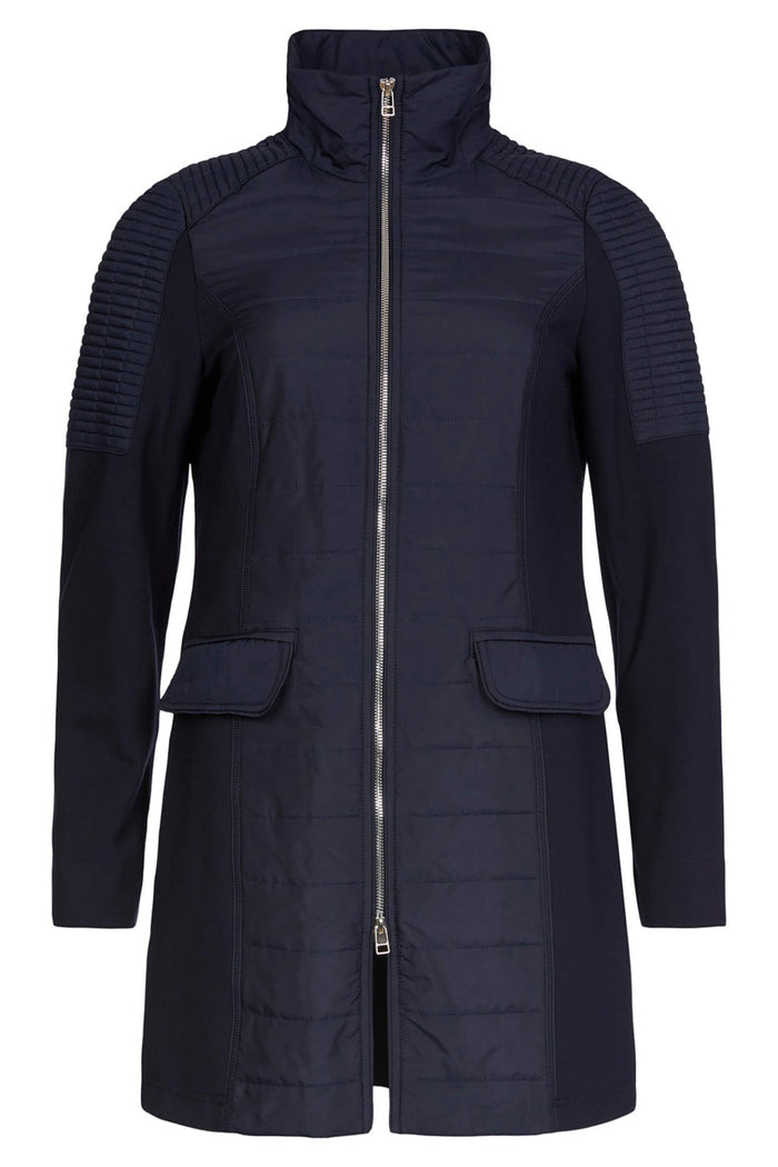 I'cona 67004-60012-690 Navy Padded Detail Zip Front Jacket - Dotique