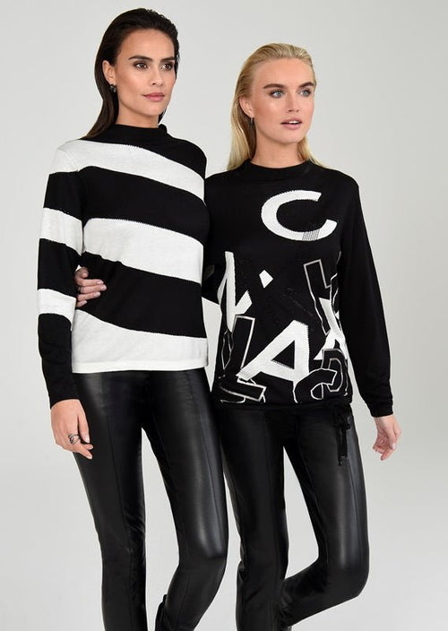 I’Cona  64110 60002 90 Black and White Pullover Dotique life