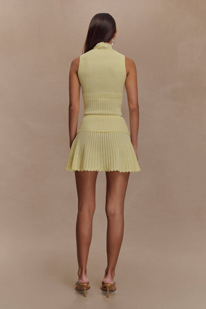 Indy Pointelle Knit Mini Skirt - Lemon