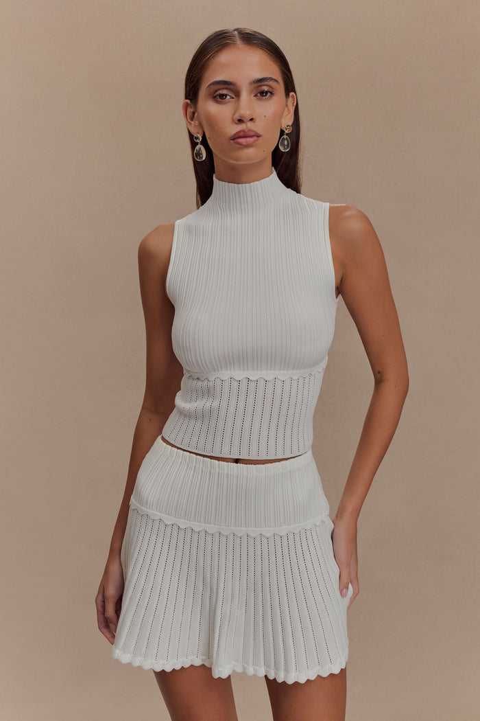 Indy Pointelle Knit Top - Ivory