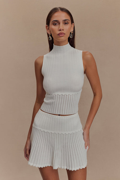 Indy Pointelle Knit Top - Ivory