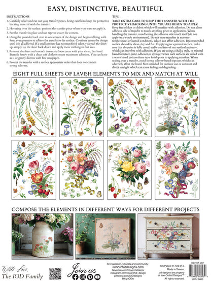 IOD - Iron Orchid Designs - Marché des Fleurs Transfer 12x16 Pad™