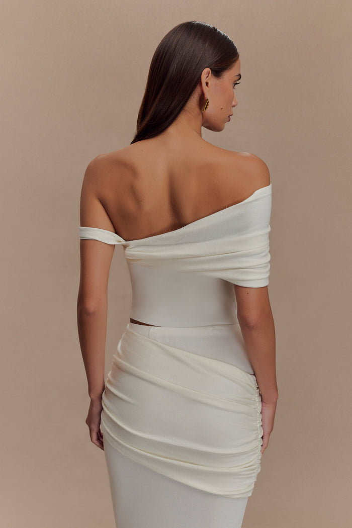 Irene Gathered Knit Top - Ivory