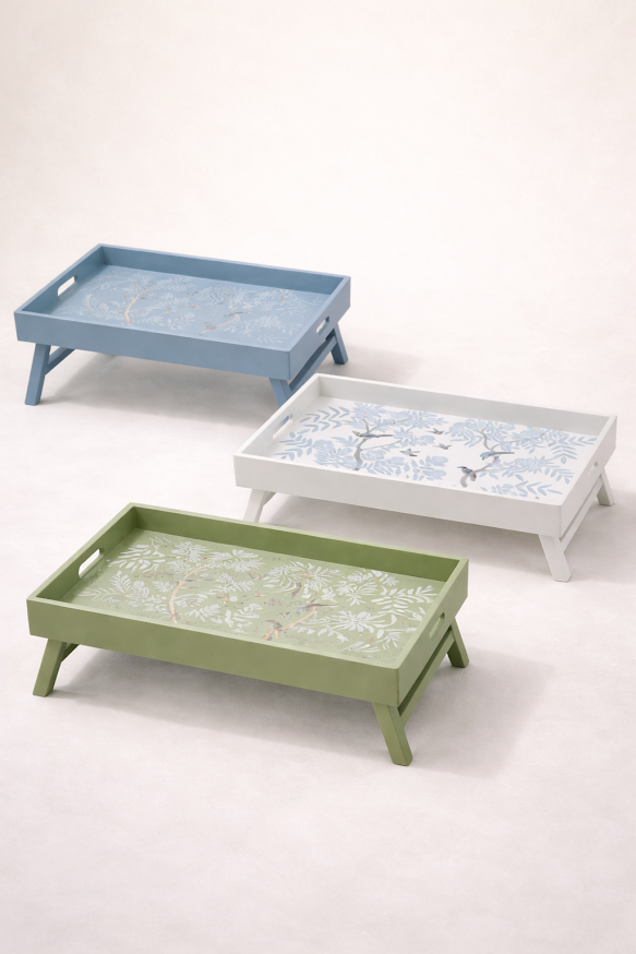 Ivory Chinoiserie WOOD BREAKFAST TRAY by The Enchanted Home