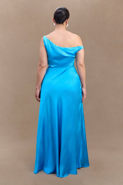 Jacinta One Shoulder Maxi Dress - Cyan Blue