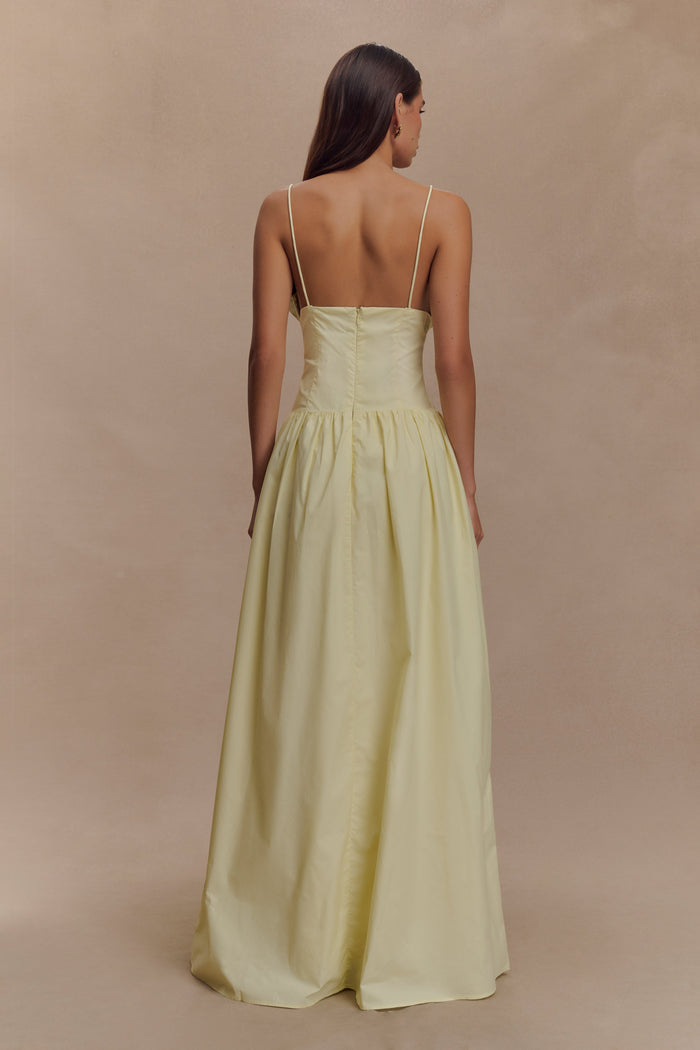 Janis Cotton Frill Maxi Dress - Lemon